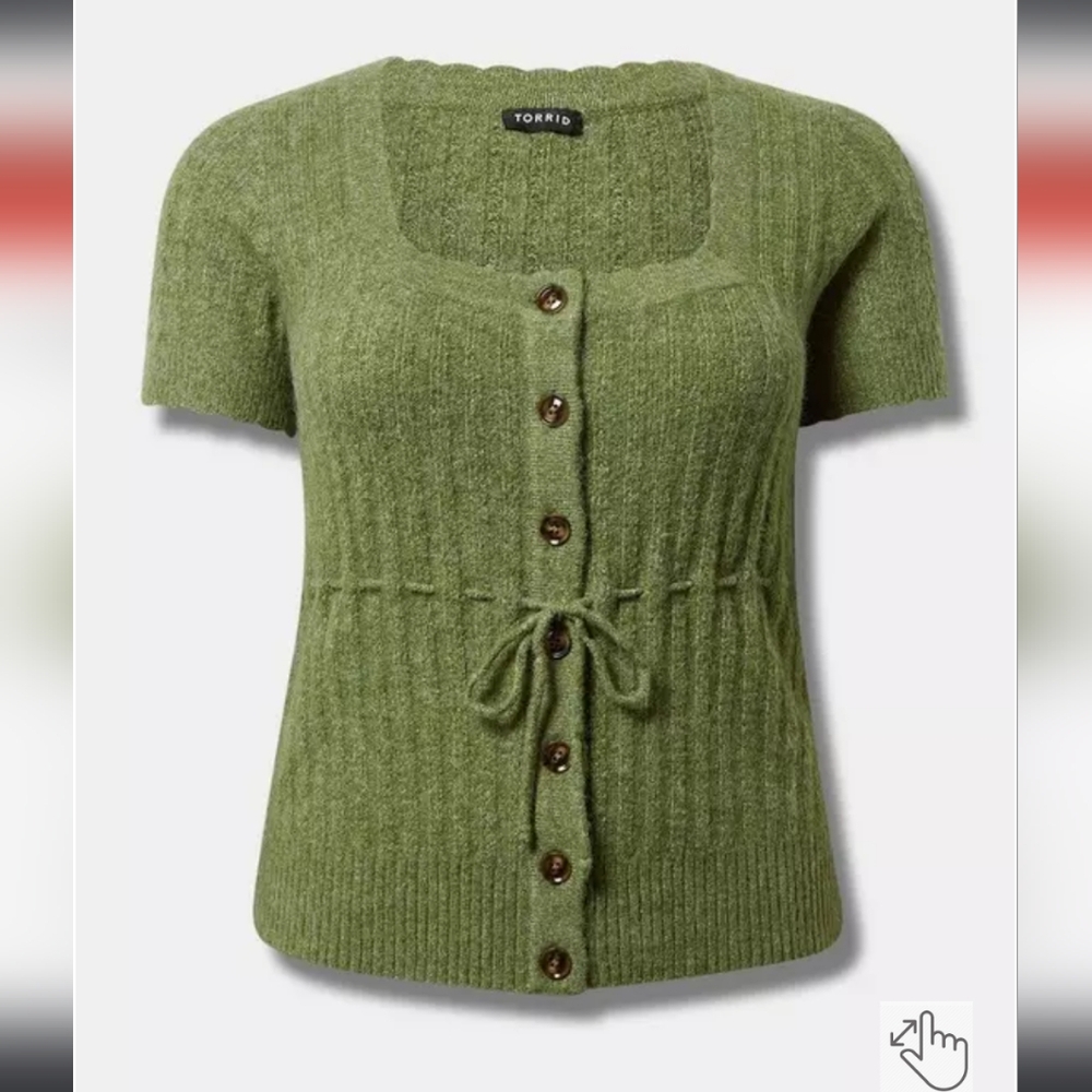 Torrid Green Vegan Cashmere Pullover Square Neck Sweater